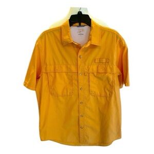 IZOD Surfcaster Men’s Short Sleeve Fishing Shirt Yellow‎ Vented Quick Dry - L